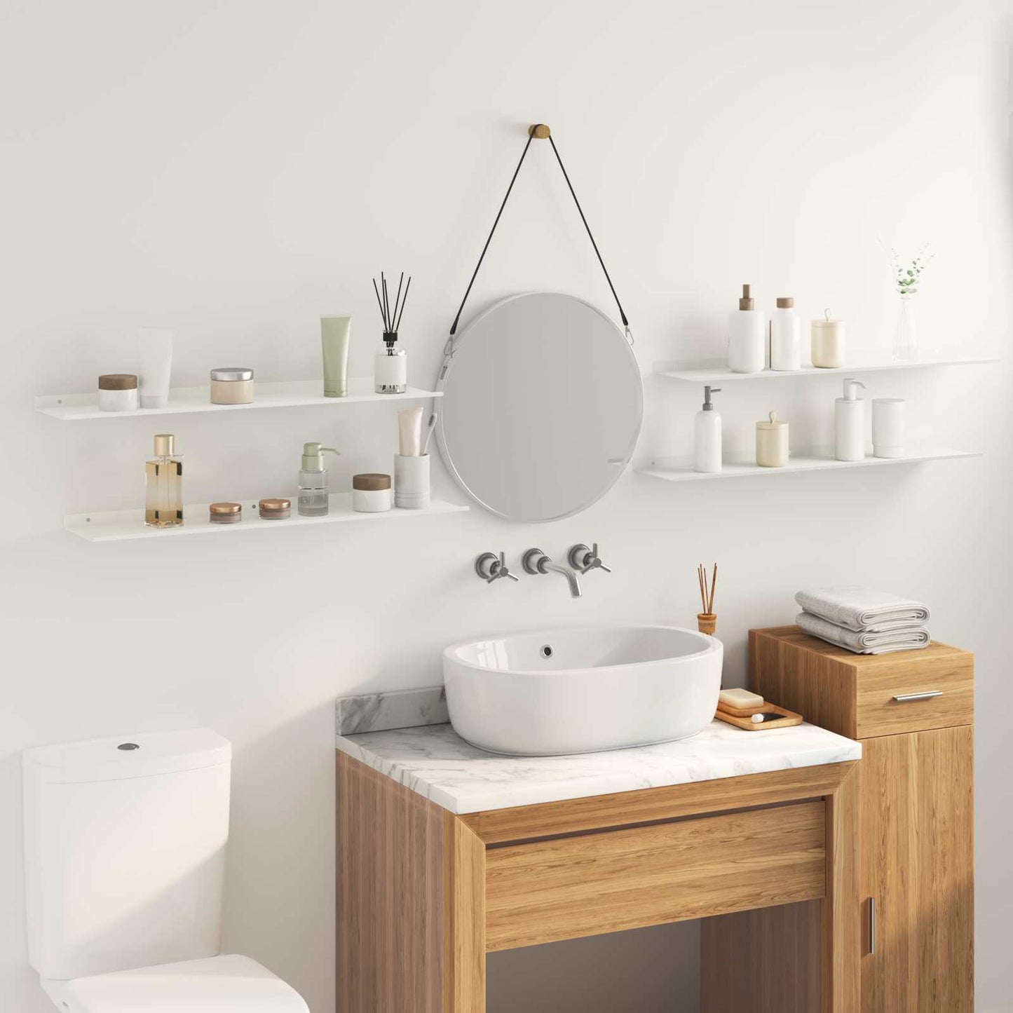 Floating Shelf Wall-mounted 4 pcs White 80 x 18 x 2.5 cm Steel