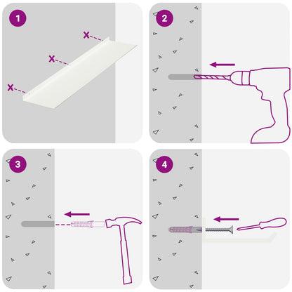 Floating Shelf Wall-mounted 4 pcs White 80 x 18 x 2.5 cm Steel