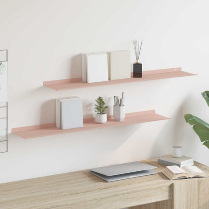 Floating Shelf Wall-mounted 2 pcs Pink 100 x 18 x 2.5 cm Steel