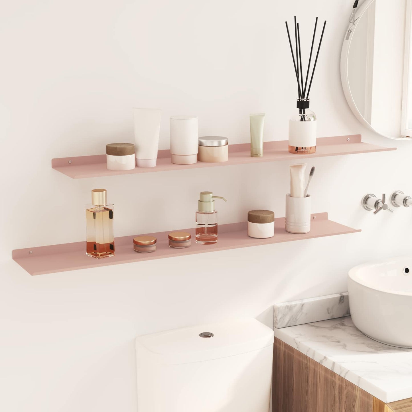 Floating Shelf Wall-mounted 2 pcs Pink 100 x 18 x 2.5 cm Steel