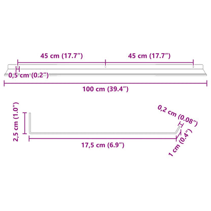 Floating Shelf Wall-mounted 2 pcs Pink 100 x 18 x 2.5 cm Steel