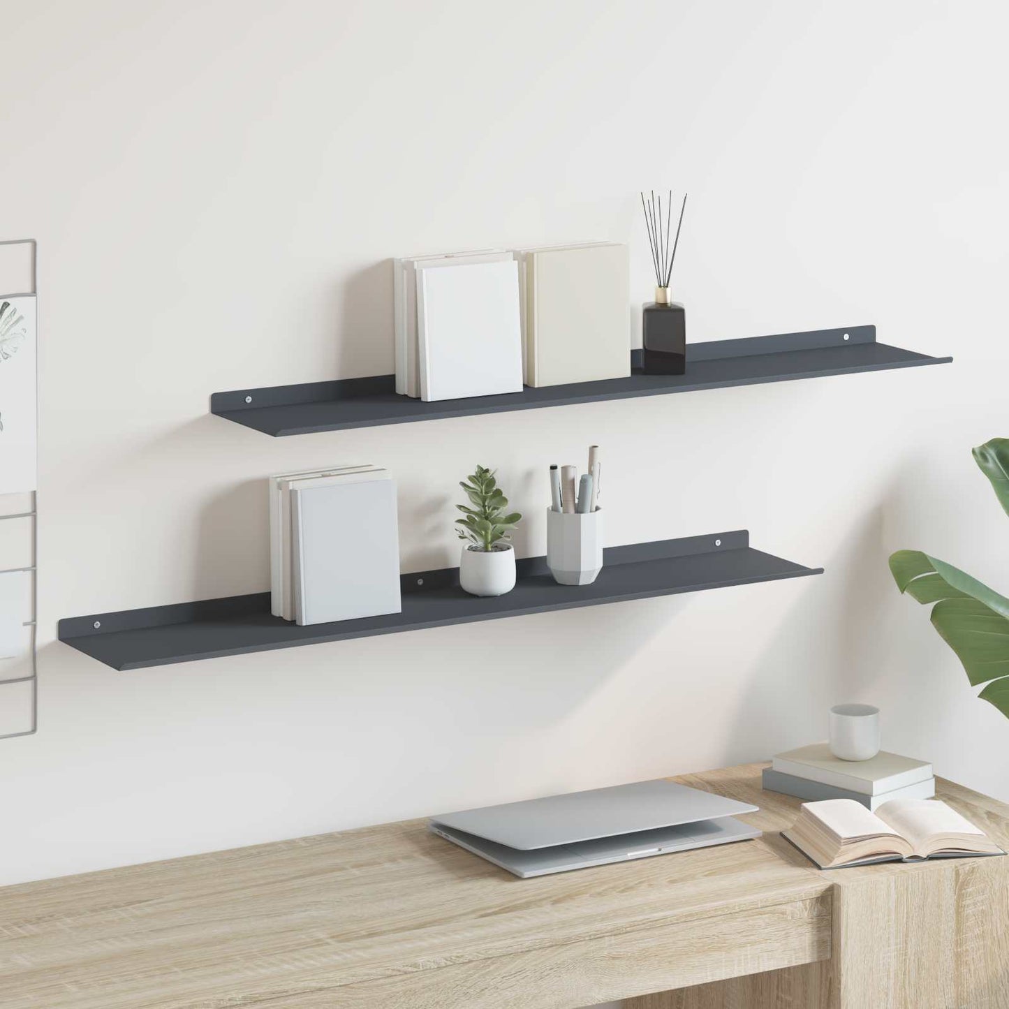 Floating Shelf 2 pcs Anthracite 100 x 18 x 2.5 cm Steel