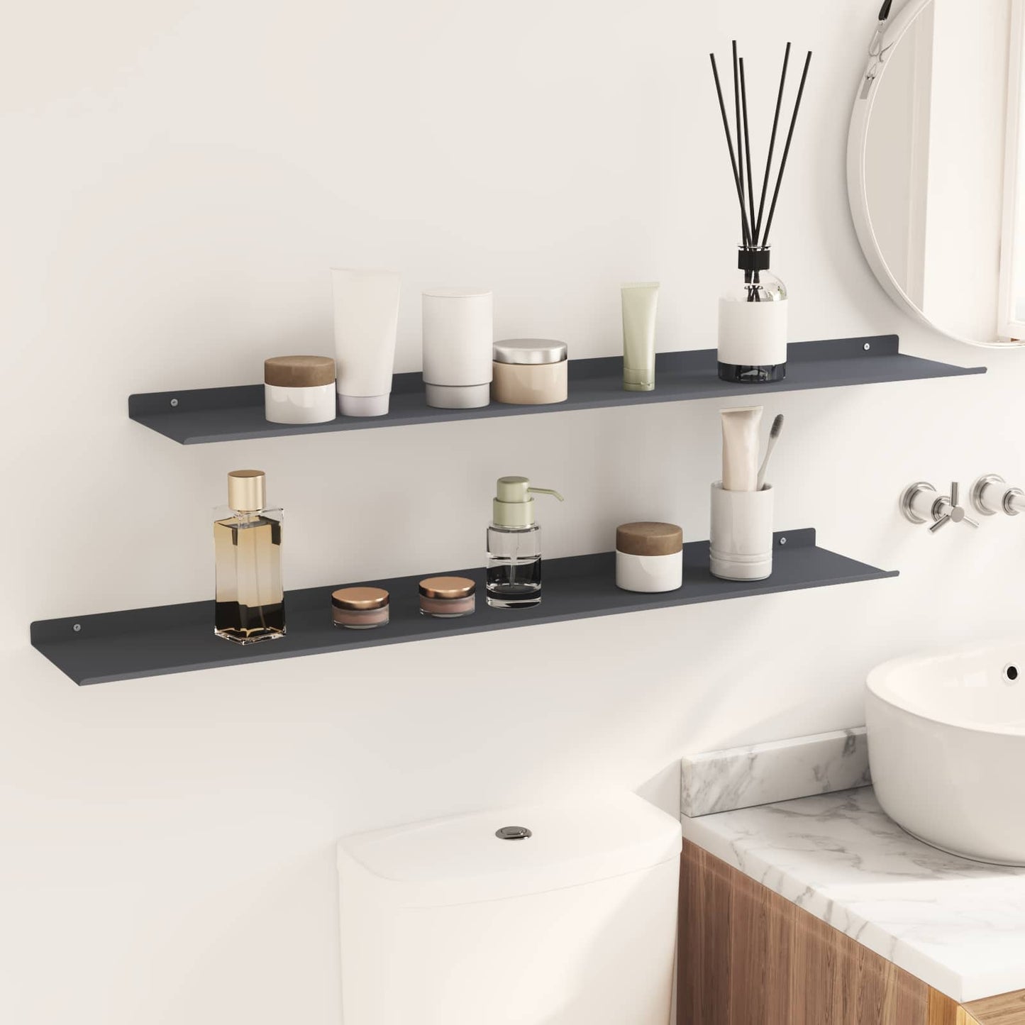 Floating Shelf 2 pcs Anthracite 100 x 18 x 2.5 cm Steel