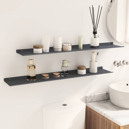 Floating Shelf 2 pcs Anthracite 100 x 18 x 2.5 cm Steel