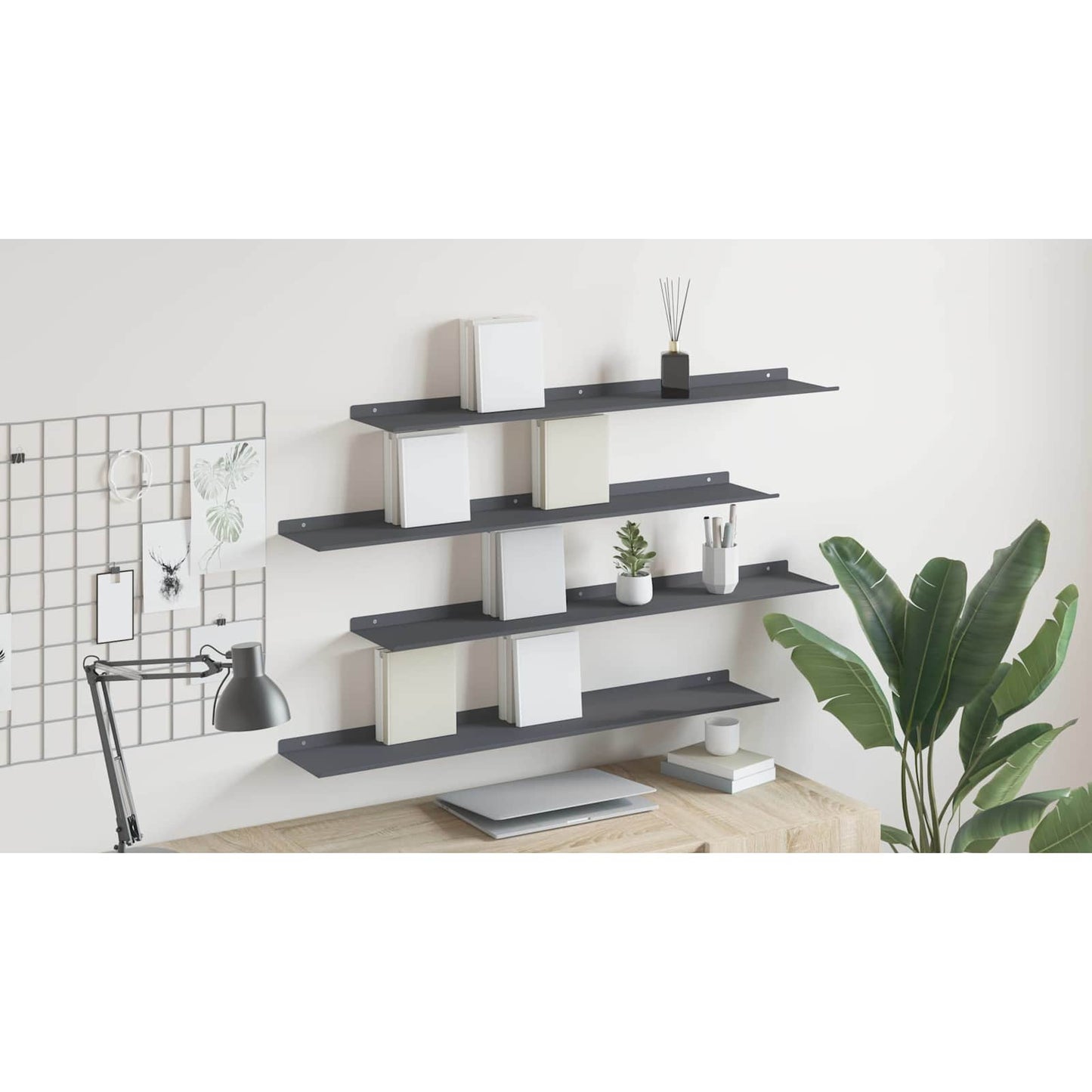 Floating Shelf 4 pcs Anthracite 100 x 18 x 2.5 cm Steel