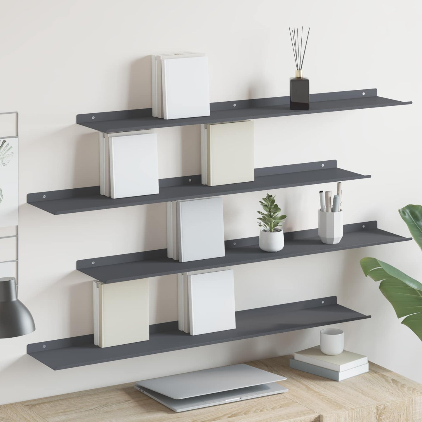 Floating Shelf Wall-Mounted 4 pcs Anthracite 100 x 18 x 2.5 cm