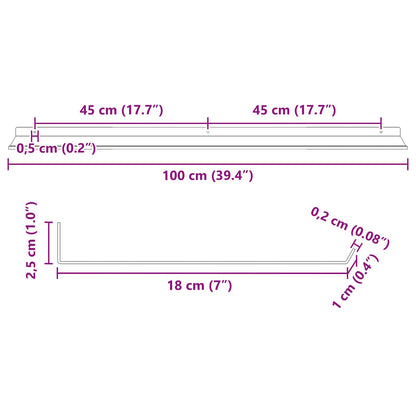 Floating Shelf 4 pcs Anthracite 100 x 18 x 2.5 cm Steel