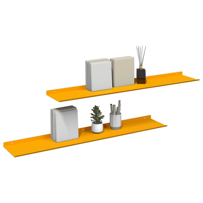 Floating Shelf 2 pcs Mustard Yellow 100 x 18 x 2.5 cm Steel