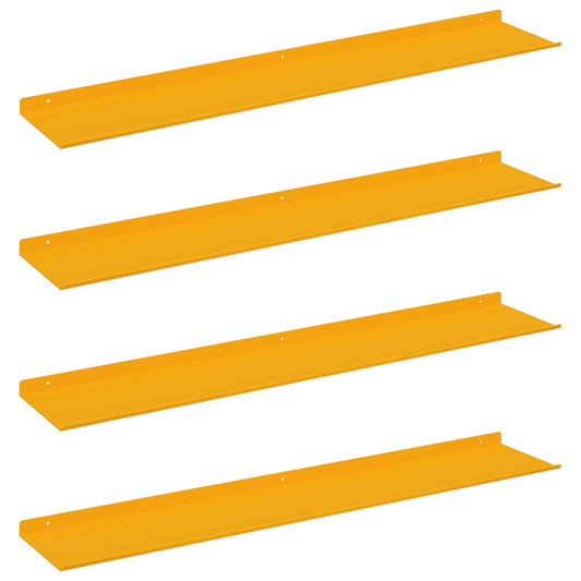 Floating Shelf 4 pcs Mustard Yellow 100 x 18 x 2.5 cm Steel