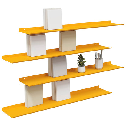 Floating Shelf Wall-Mounted 4 pcs Mustard Yellow Steel