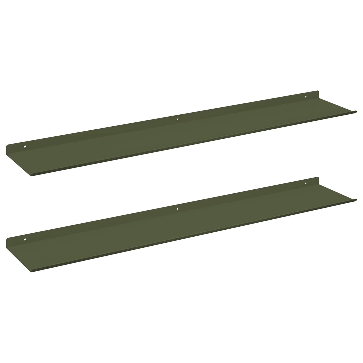 Floating Shelf 2 pcs Olive Green 100 x 18 x 2.5 cm Steel