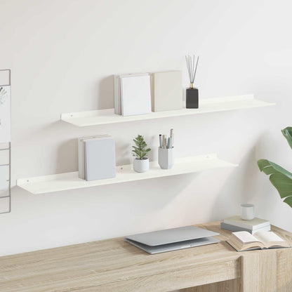 Floating Shelf Wall-mounted 2 pcs White 100 x 18 x 2.5 cm Steel