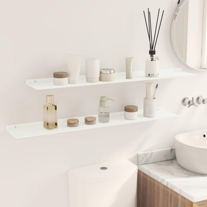 Floating Shelf Wall-mounted 2 pcs White 100 x 18 x 2.5 cm Steel