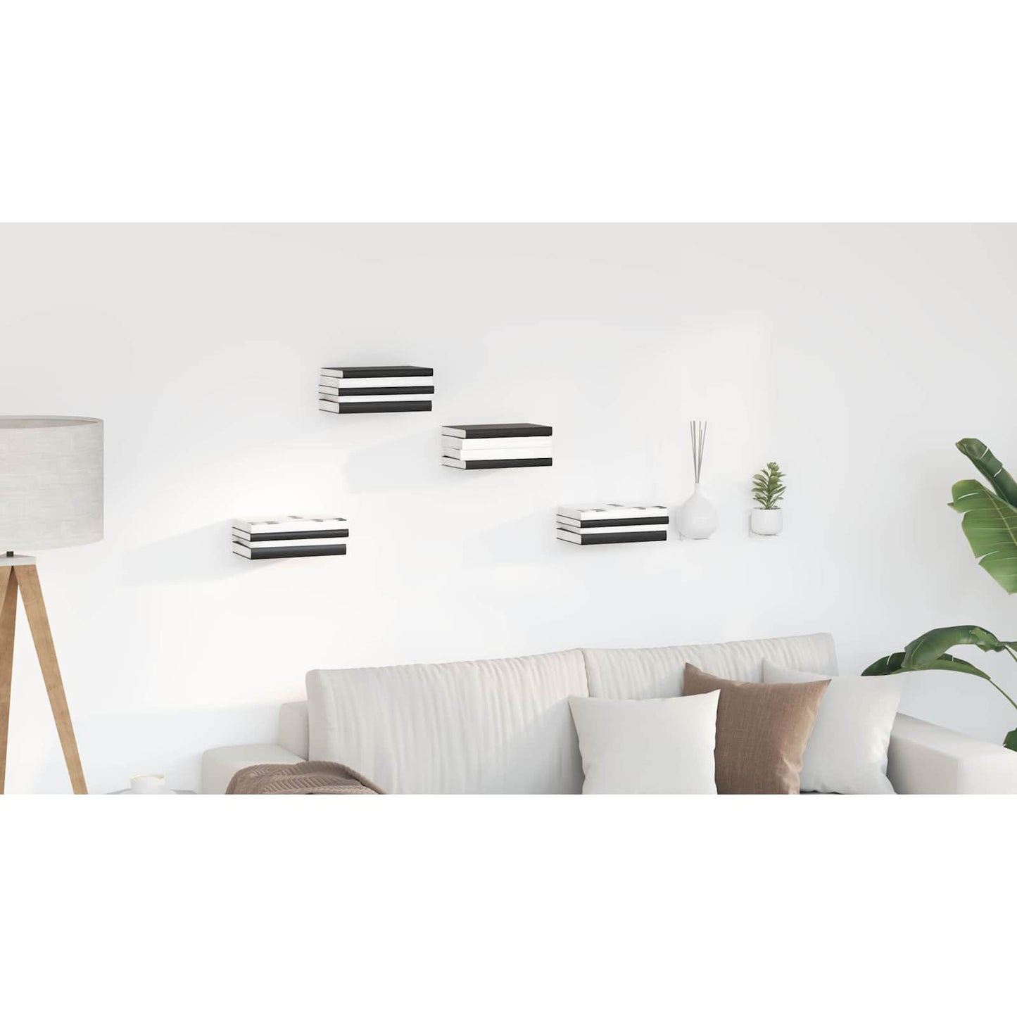 Floating Shelf with Shelf 4 pcs White 6 x 10.8 x 6.6 cm
