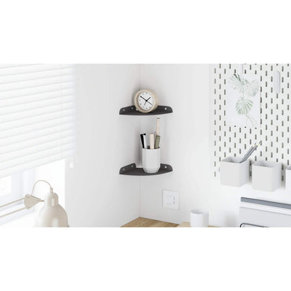 Floating Shelf with Shelf 2 pcs Black 15 x 15 x 2 cm