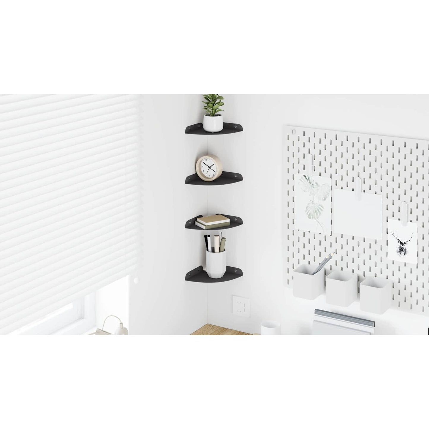 Floating Shelf with Shelf 4 pcs Black 15 x 15 x 2 cm