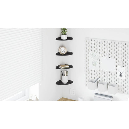 Floating Shelf with Shelf 4 pcs Black 15 x 15 x 2 cm
