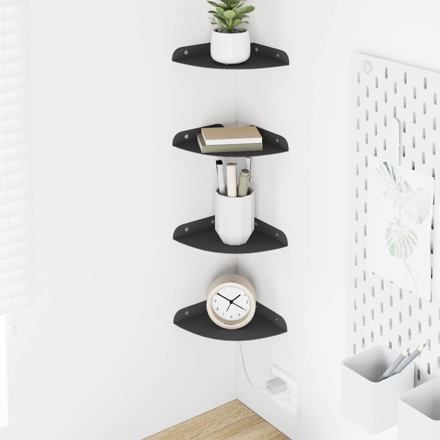 Floating Shelf with Shelf 4 pcs Black 15 x 15 x 2 cm