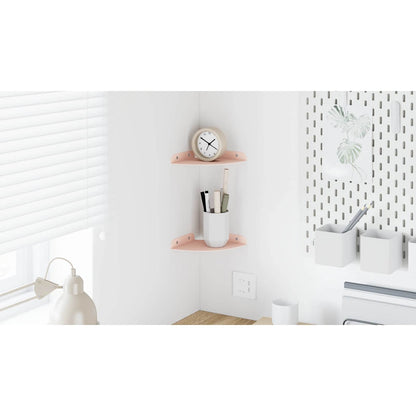 Corner Floating Shelf Corner Mount 2 pcs Pink 15 x 15 x 2 cm