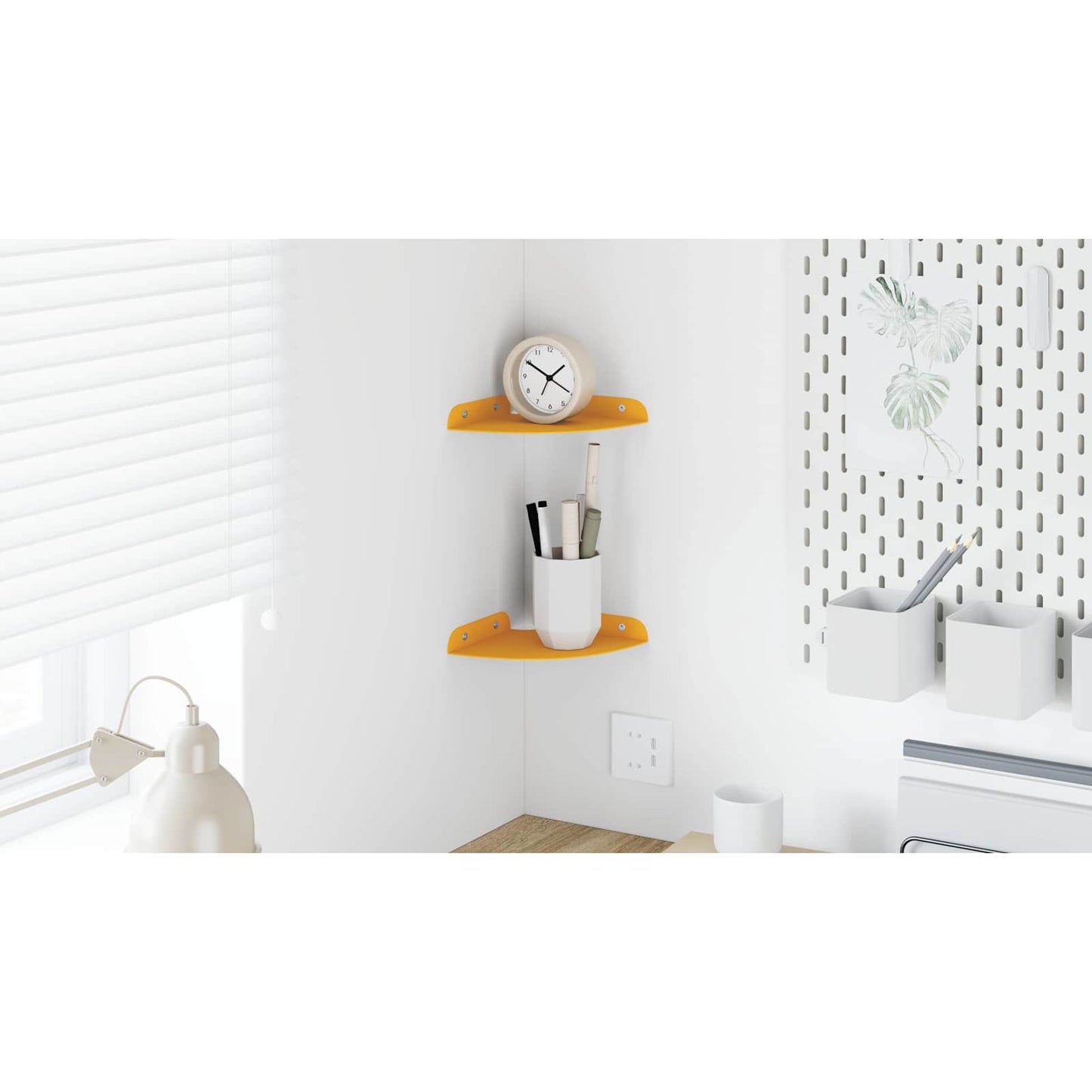 Floating Shelf with Shelf 2 pcs Mustard Yellow 15 x 15 x 2 cm