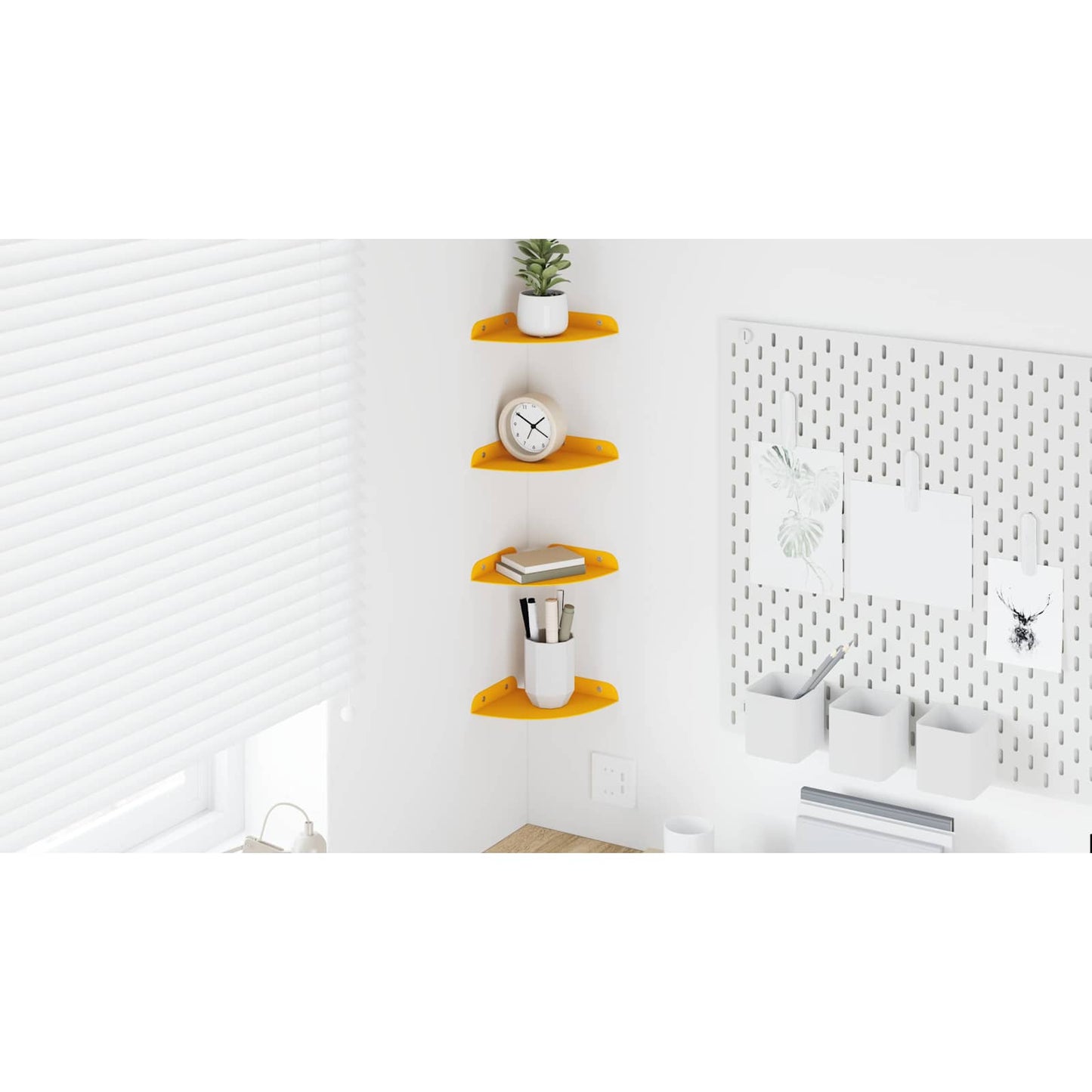 Floating Shelf with Shelf 4 pcs Mustard Yellow 15 x 15 x 2 cm