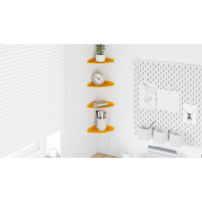 Floating Shelf with Shelf 4 pcs Mustard Yellow 15 x 15 x 2 cm