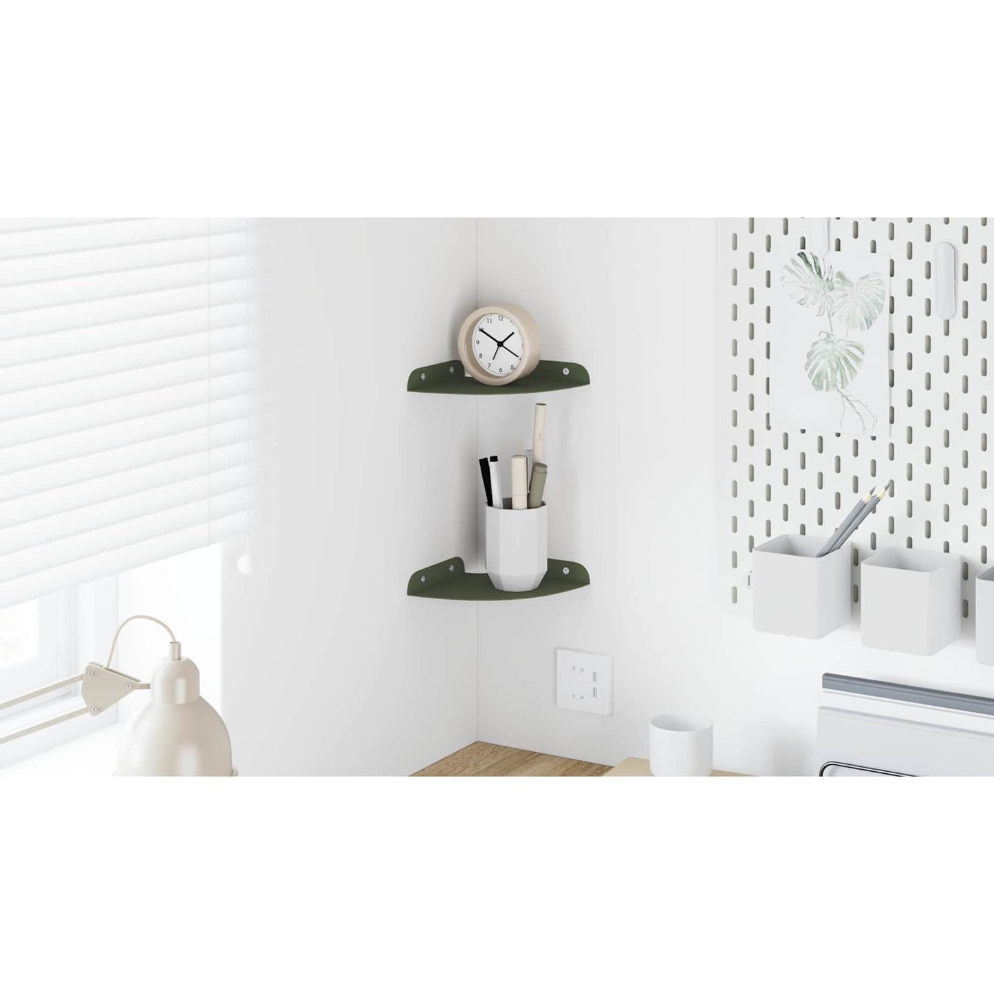 Floating Shelf with Shelf 2 pcs Olive Green 15 x 15 x 2 cm