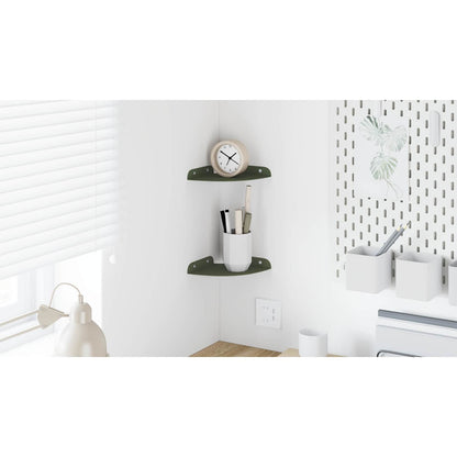 Floating Shelf with Shelf 2 pcs Olive Green 15 x 15 x 2 cm
