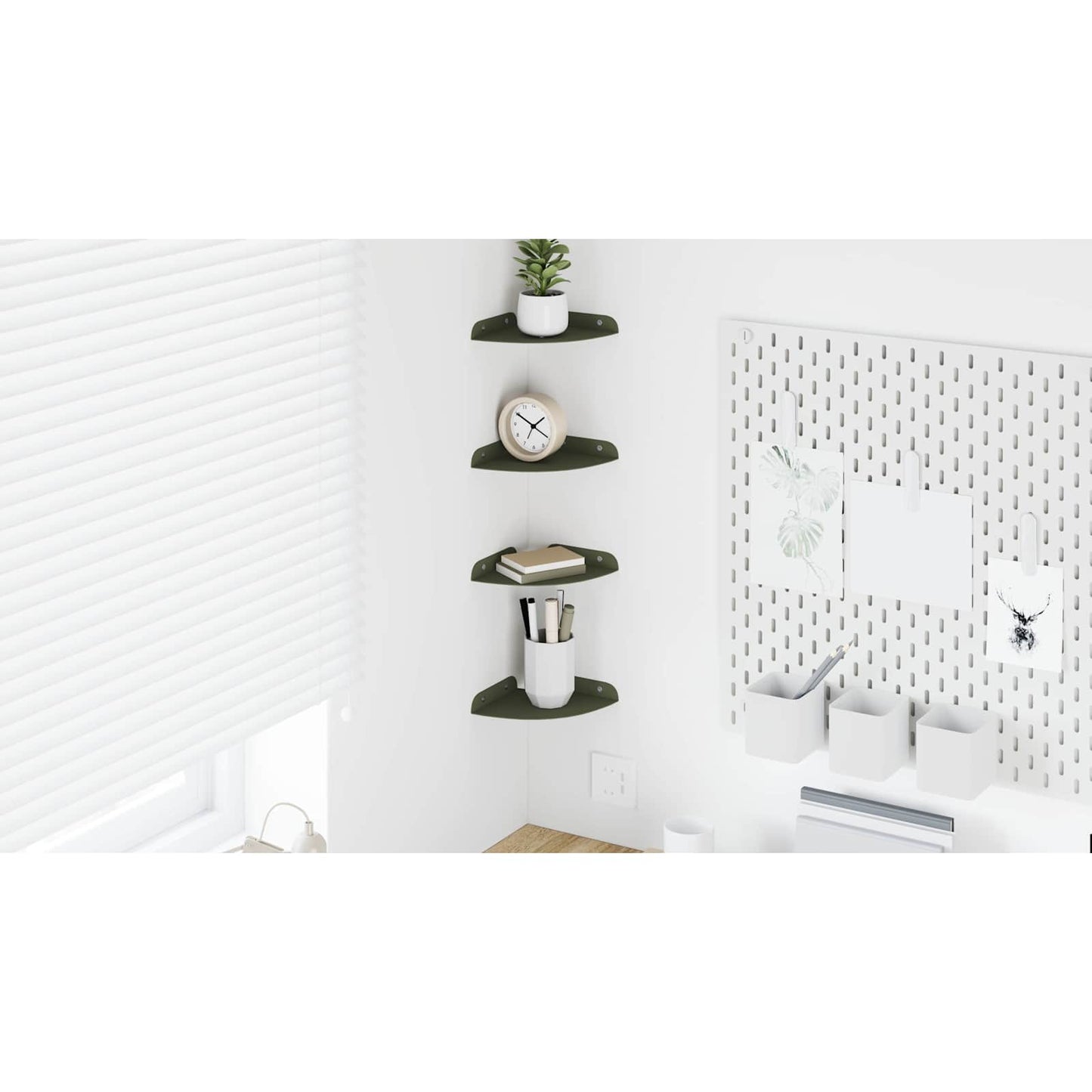 Floating Shelf with Shelf 4 pcs Olive Green 15 x 15 x 2 cm