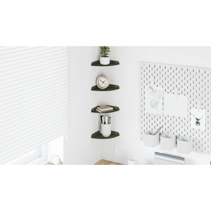 Floating Shelf with Shelf 4 pcs Olive Green 15 x 15 x 2 cm