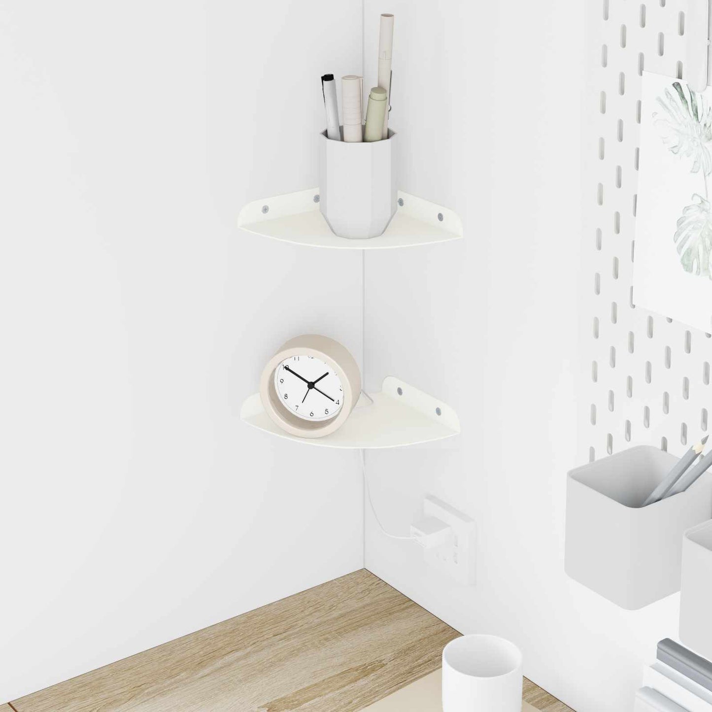Floating Shelf with Shelf 2 pcs White 15 x 15 x 2 cm