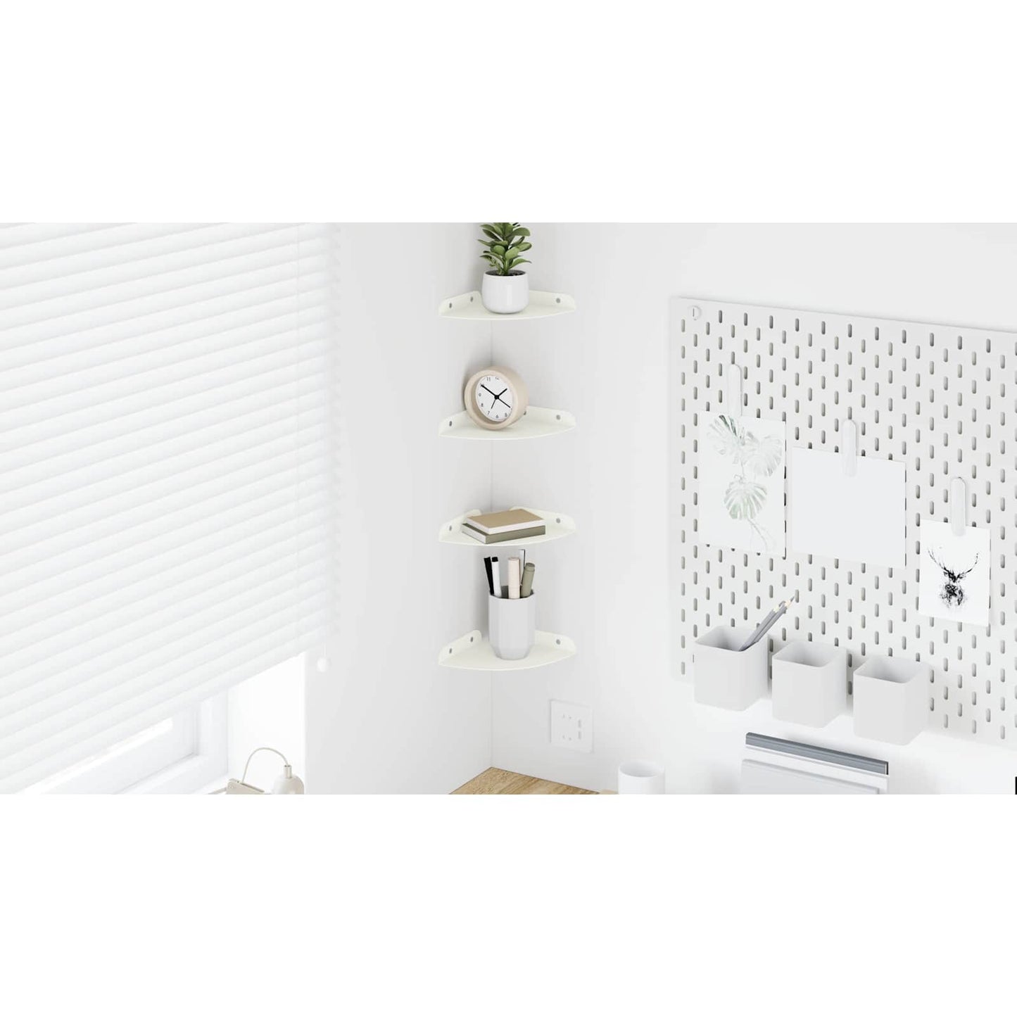 Floating Shelf with Shelf 4 pcs White 15 x 15 x 2 cm