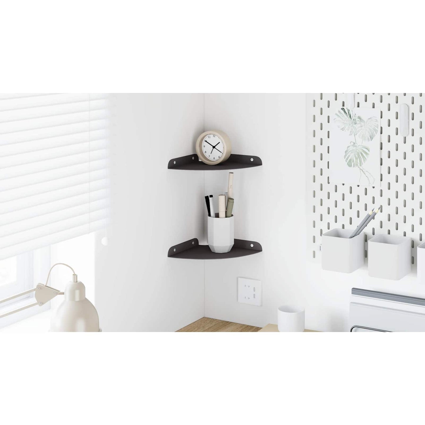 Floating Shelf with Shelf 2 pcs Black 18 x 18 x 2 cm