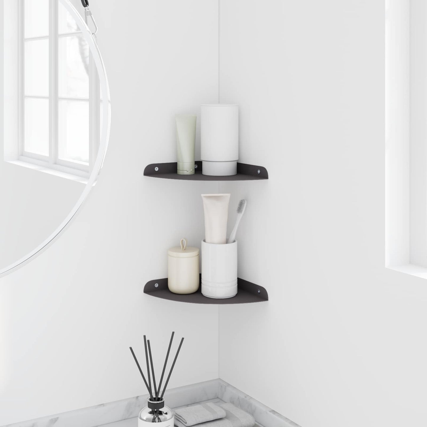 Floating Shelf with Shelf 2 pcs Black 18 x 18 x 2 cm