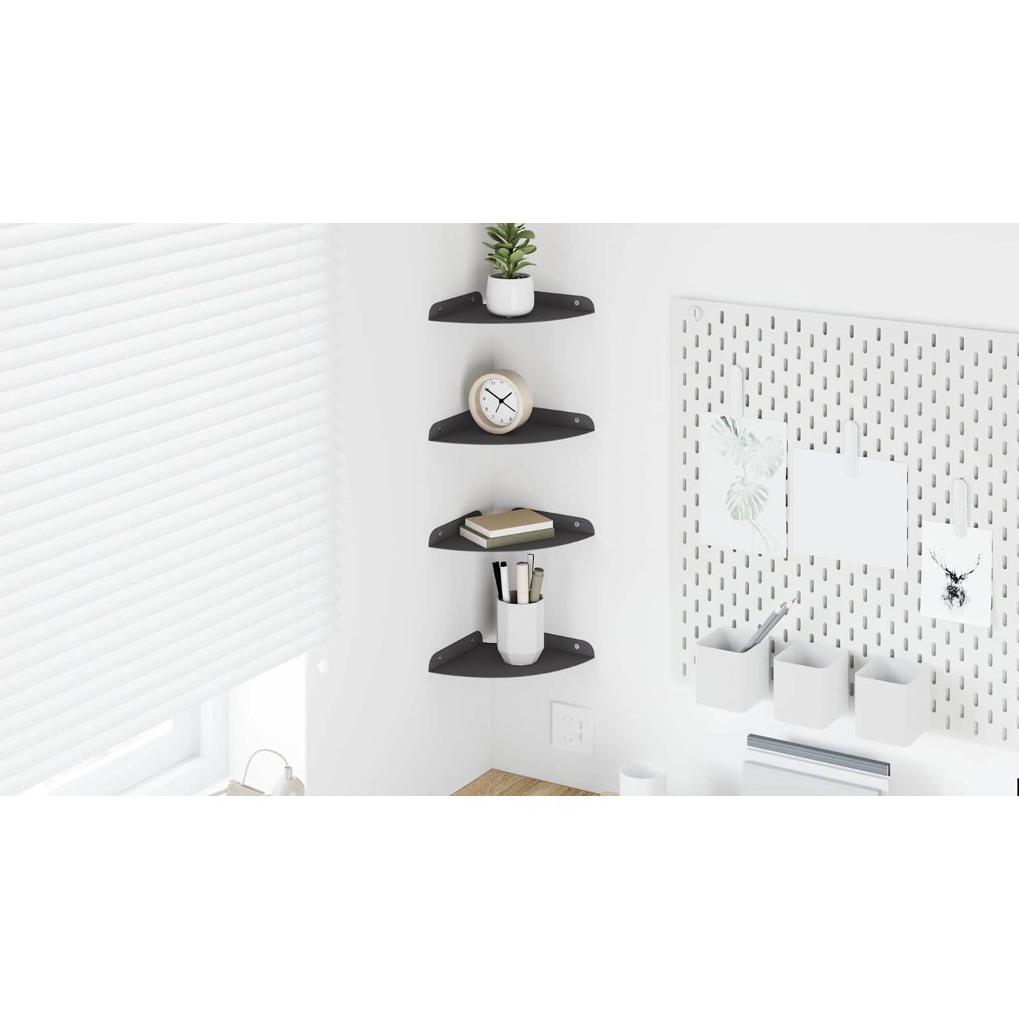Floating Shelf with Shelf 4 pcs Black 18 x 18 x 2 cm