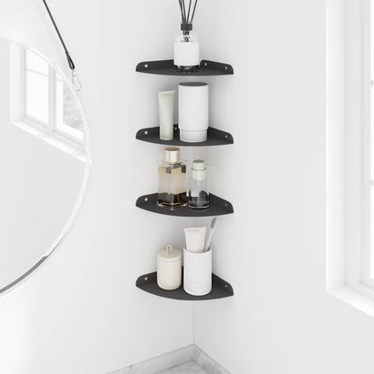 Floating Shelf with Shelf 4 pcs Black 18 x 18 x 2 cm