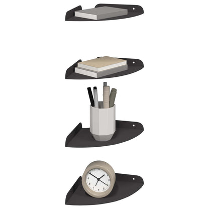 Floating Shelf with Shelf 4 pcs Black 18 x 18 x 2 cm
