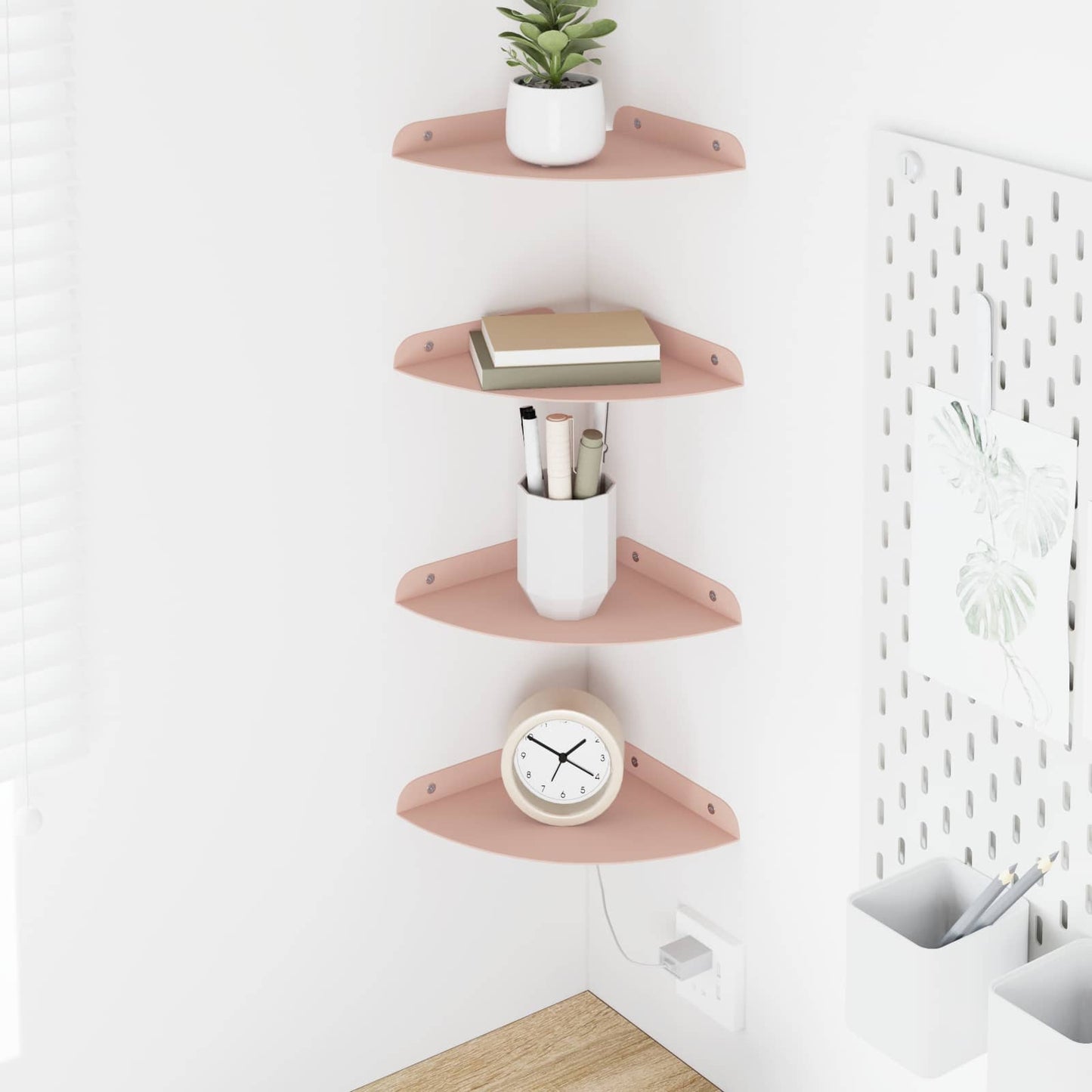 Floating Shelf with Shelf 4 pcs Pink 18 x 18 x 2 cm