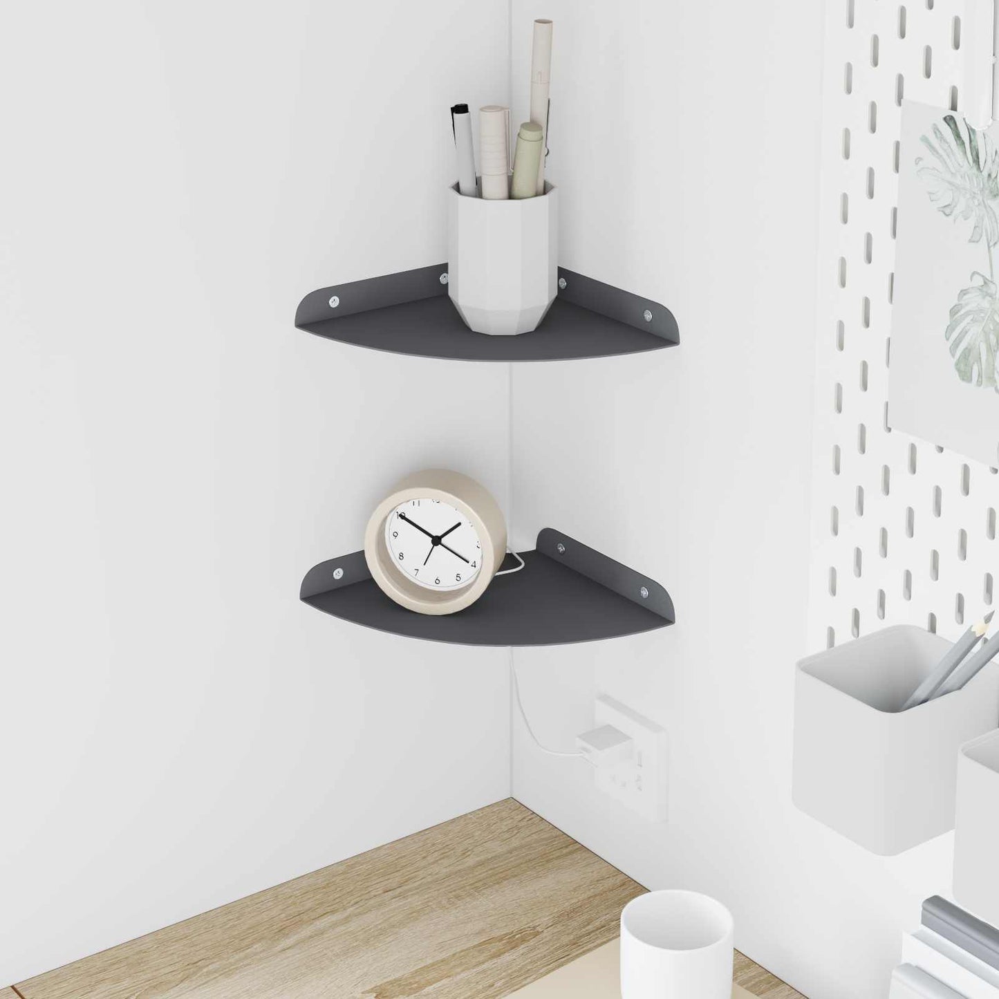 Floating Shelf with Shelf 2 pcs Anthracite 18 x 18 x 2 cm