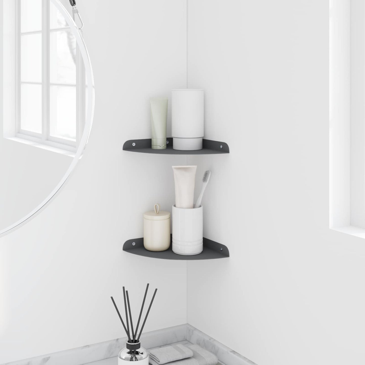 Floating Shelf with Shelf 2 pcs Anthracite 18 x 18 x 2 cm