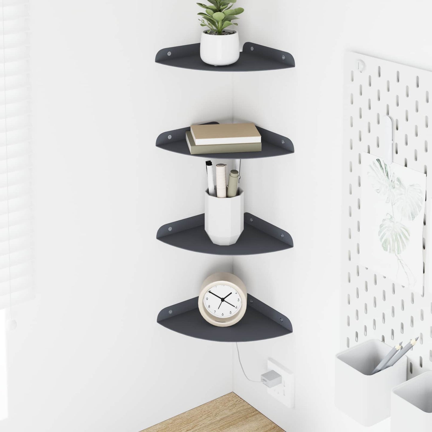 Floating Shelf with Shelf 4 pcs Anthracite 18 x 18 x 2 cm
