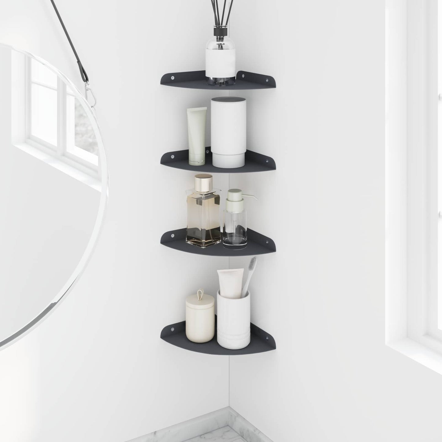 Floating Shelf with Shelf 4 pcs Anthracite 18 x 18 x 2 cm