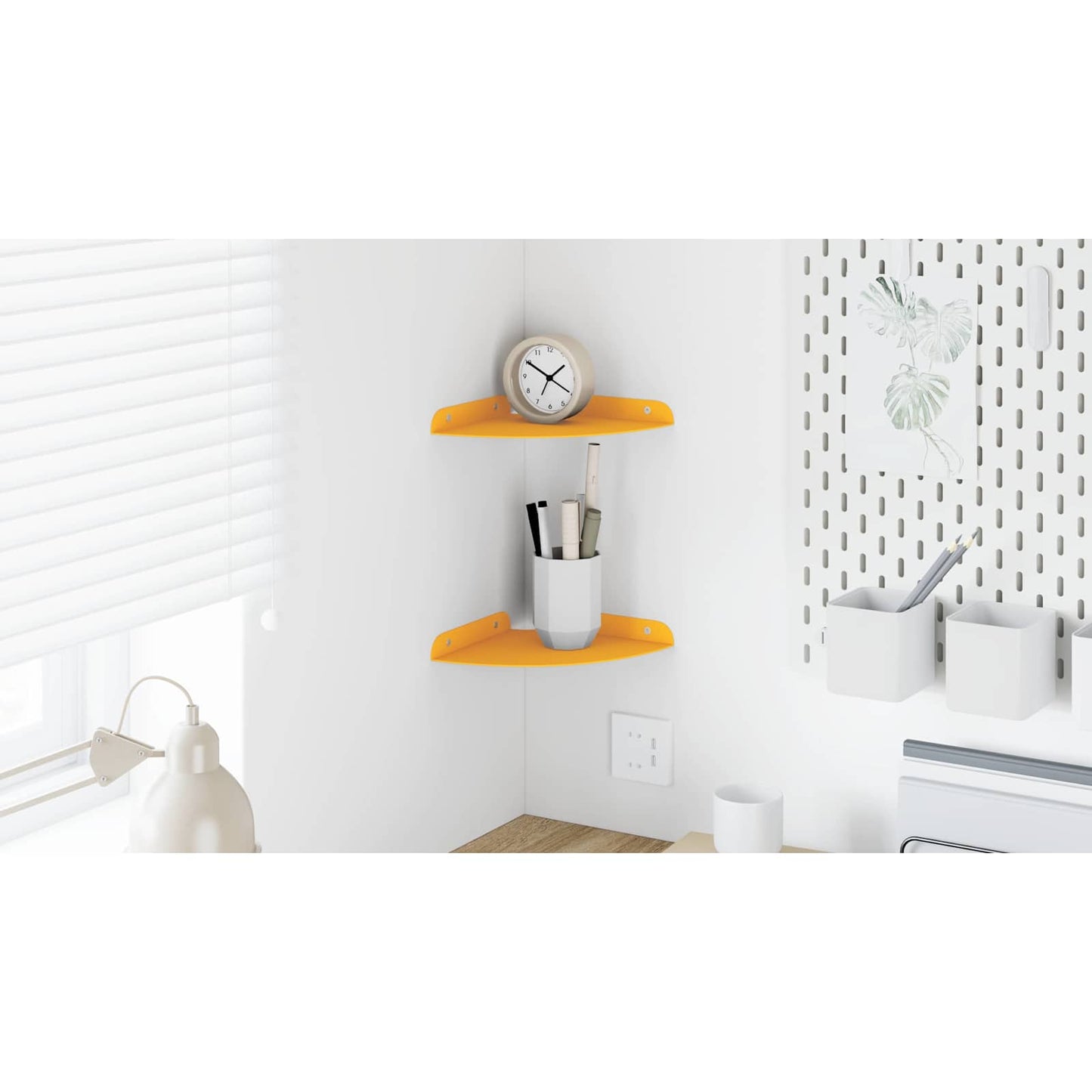 Floating Shelf with Shelf 2 pcs Mustard Yellow 18 x 18 x 2 cm