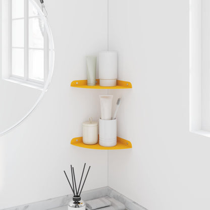 Floating Shelf with Shelf 2 pcs Mustard Yellow 18 x 18 x 2 cm
