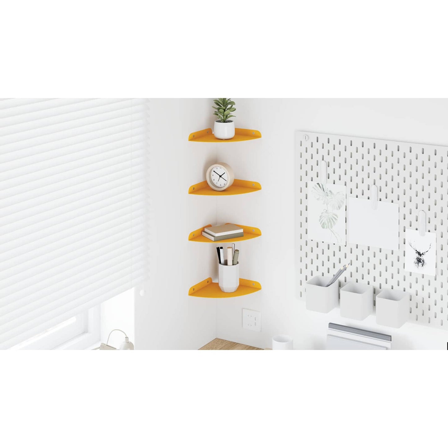Floating Shelf with Shelf 4 pcs Mustard Yellow 18 x 18 x 2 cm