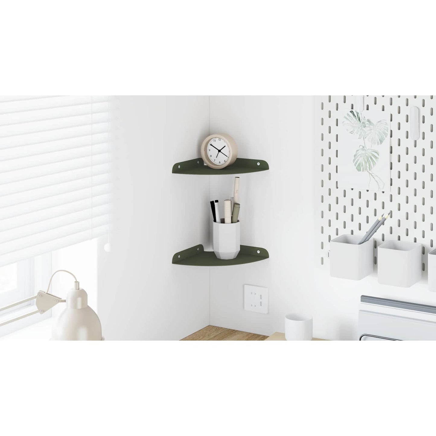 Floating Shelf with Shelf 2 pcs Olive Green 18 x 18 x 2 cm