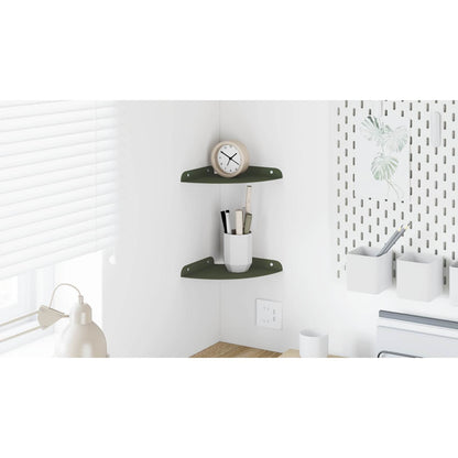 Floating Shelf with Shelf 2 pcs Olive Green 18 x 18 x 2 cm