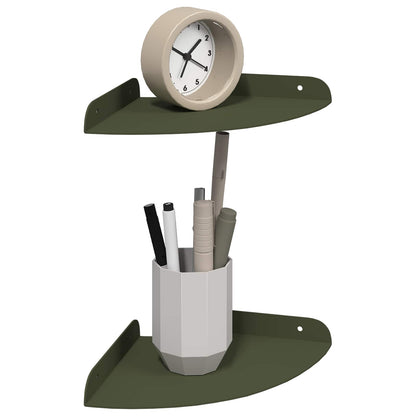 Floating Shelf with Shelf 2 pcs Olive Green 18 x 18 x 2 cm