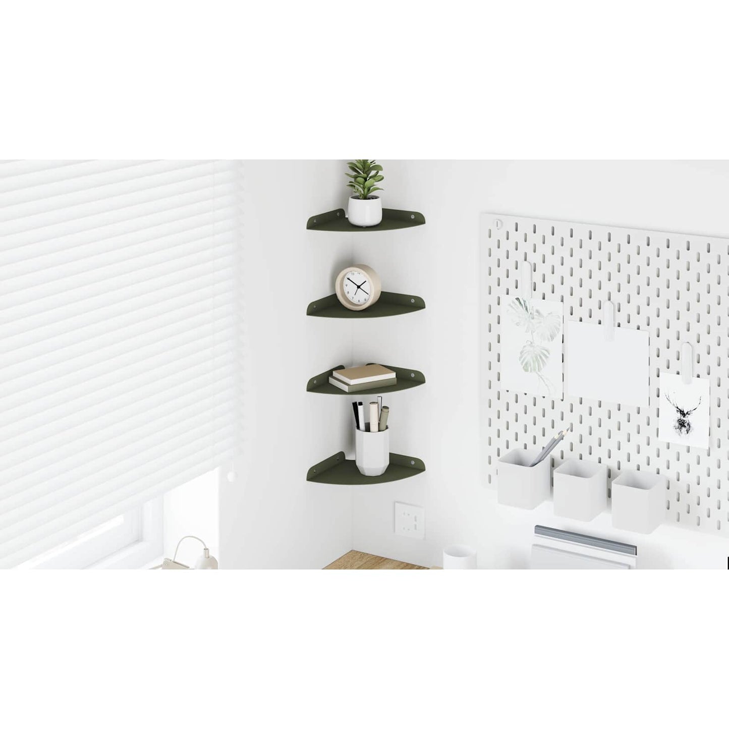 Floating Shelf with Shelf 4 pcs Olive Green 18 x 18 x 2 cm