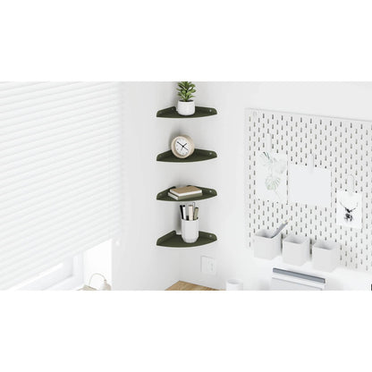 Floating Shelf with Shelf 4 pcs Olive Green 18 x 18 x 2 cm